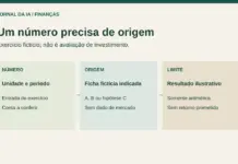 ChatGPT for Financial Services: dados, governança e conferência com cifras fictícias Diagrama original de conferência com número, ficha fictícia de origem e limite da conclusão